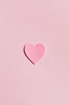 Paper Heart on Light Pink Background